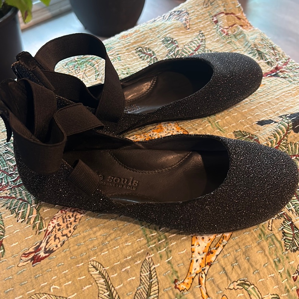 Women’s Gentle Souls Cross-Strap Ballet glitter beaded Flats 6